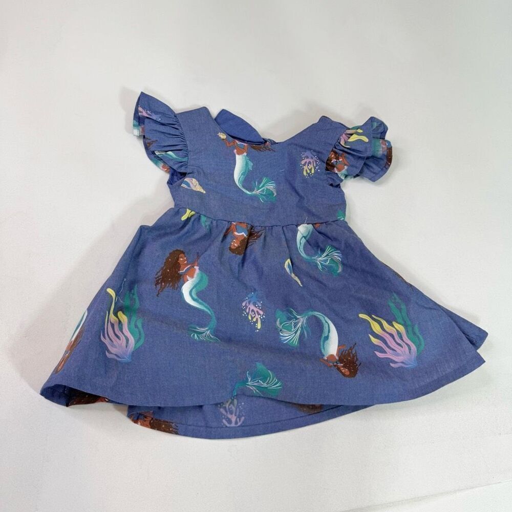 Disney‎ Dress Toddler Girls 12 Months Blue Ariel Little Mermaid Ruffle Flowy new